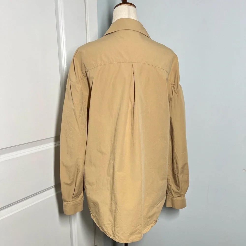 Zara 100% cotton oversized camel Button Down Shirt size XS - Picture 11 of 13